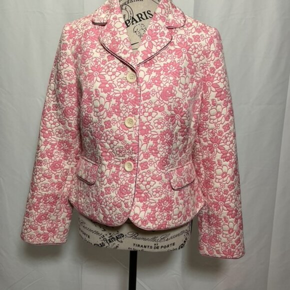 LOFT Jackets & Blazers - Ann Taylor Loft Women's Beautiful Floral Pink and Ivory Blazer Jacket Size: 10P